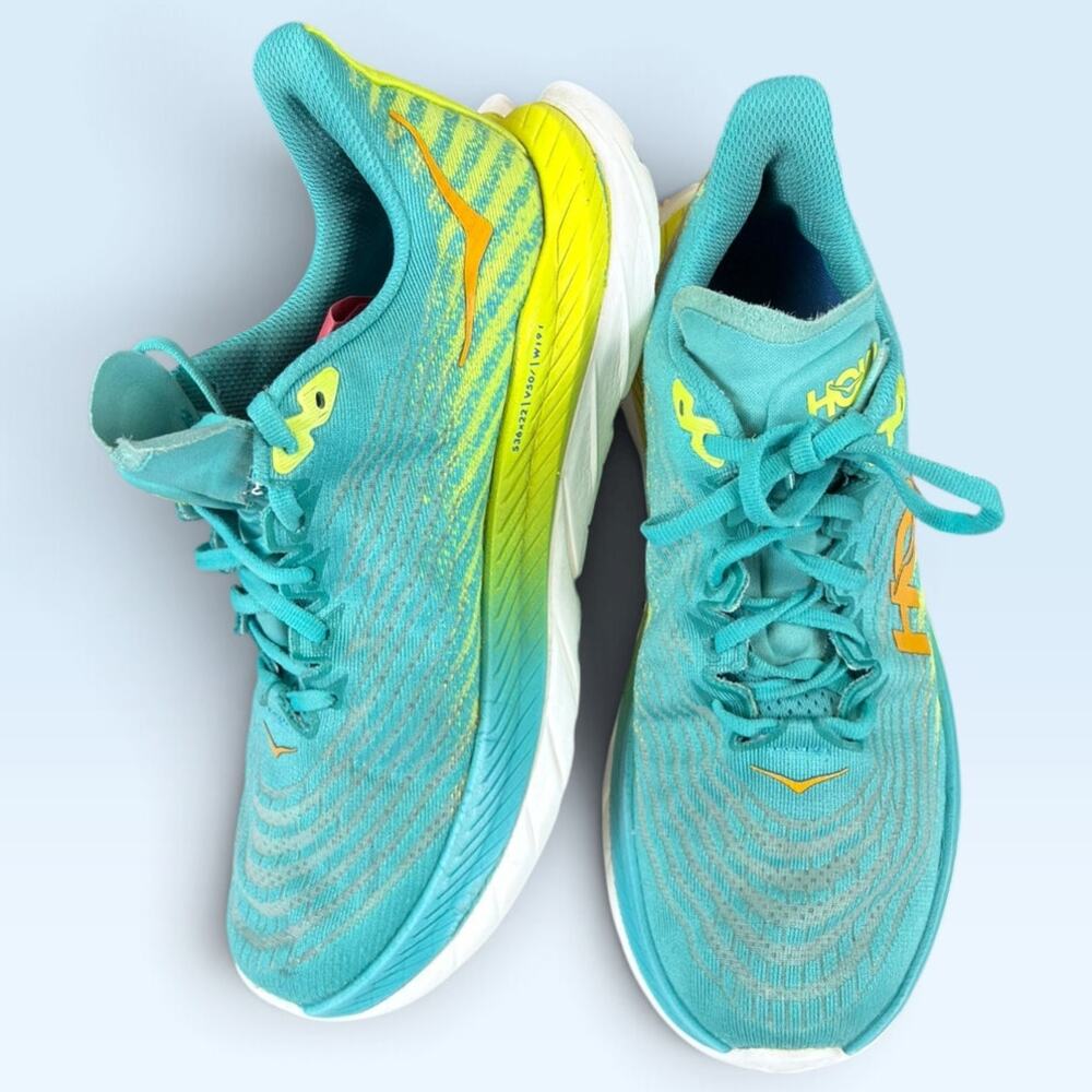 HOKA Mach 5 Women’s Size 8B Turquoise Yellow Running Shoes - Picture 2 of 13